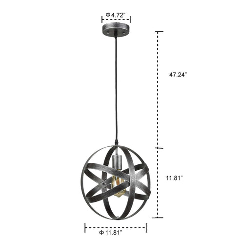 Industrial Globe Pendant Light Antique Silver Kitchen island Lights